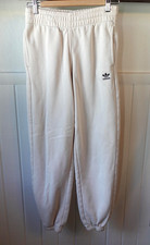 Adidas Pants Womens XS Beige Adicolor Fleece Joggers Sweatpants Trefoil Comfy
