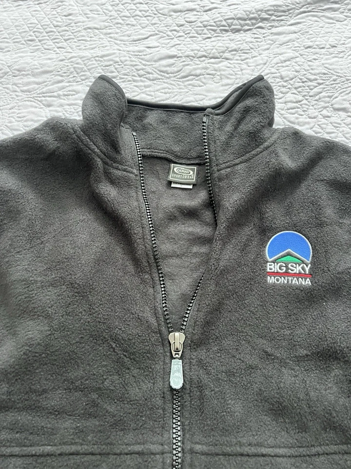 Chaleco polar negro polar Ouray Sportswear bordado Big Sky Montana XL Foto 3 de 4