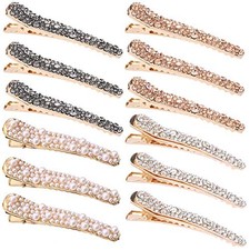 12 Pcs Rhinestone Alligator Hair Clips Fancy Crystal Duckbill Hair Clips for