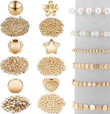 1200 Pieces Gold Spacer Beads Set Bead Bracelet Making Kit for Jewelry Making...