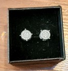 2 Ct Round Cut Lab-Created Diamond Cluster Stud Earrings 14K White Gold Plated — photo 3