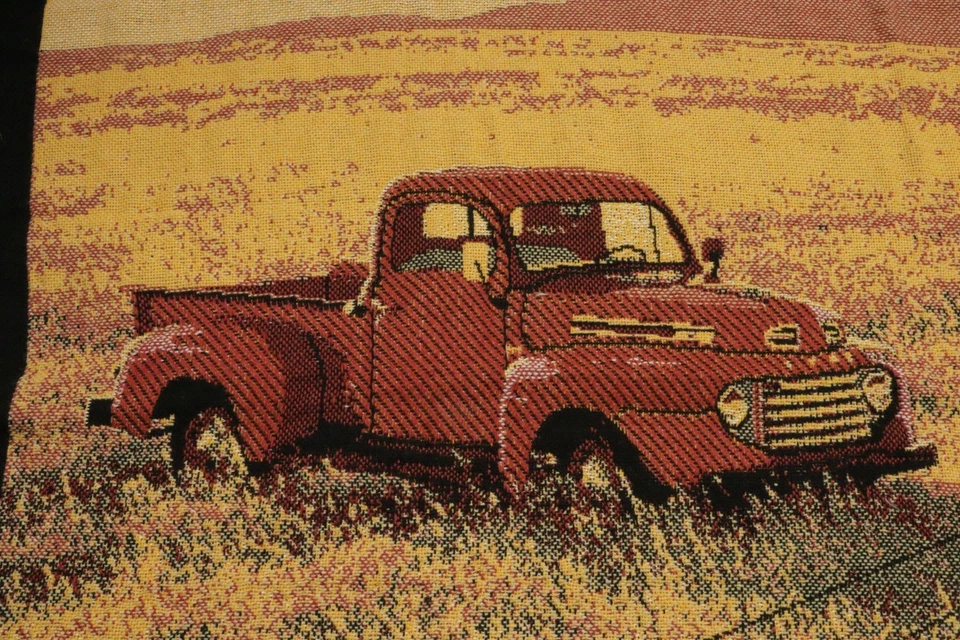 Manta tapiz tejida vintage Ford serie F 50 años flecos 1948-1998 Foto 4 de 4