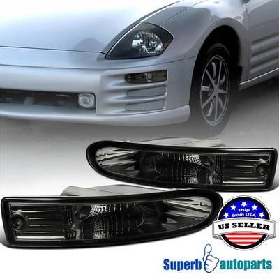 Fits 2000-2002 Mitsubishi 00-02 Eclipse Smoke Bumper Lights Parking Signal Pair