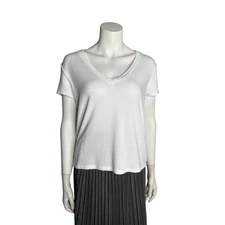 Bleusalt Shirt Women's Size 4 White Short Sleeve Modal Made in USA	