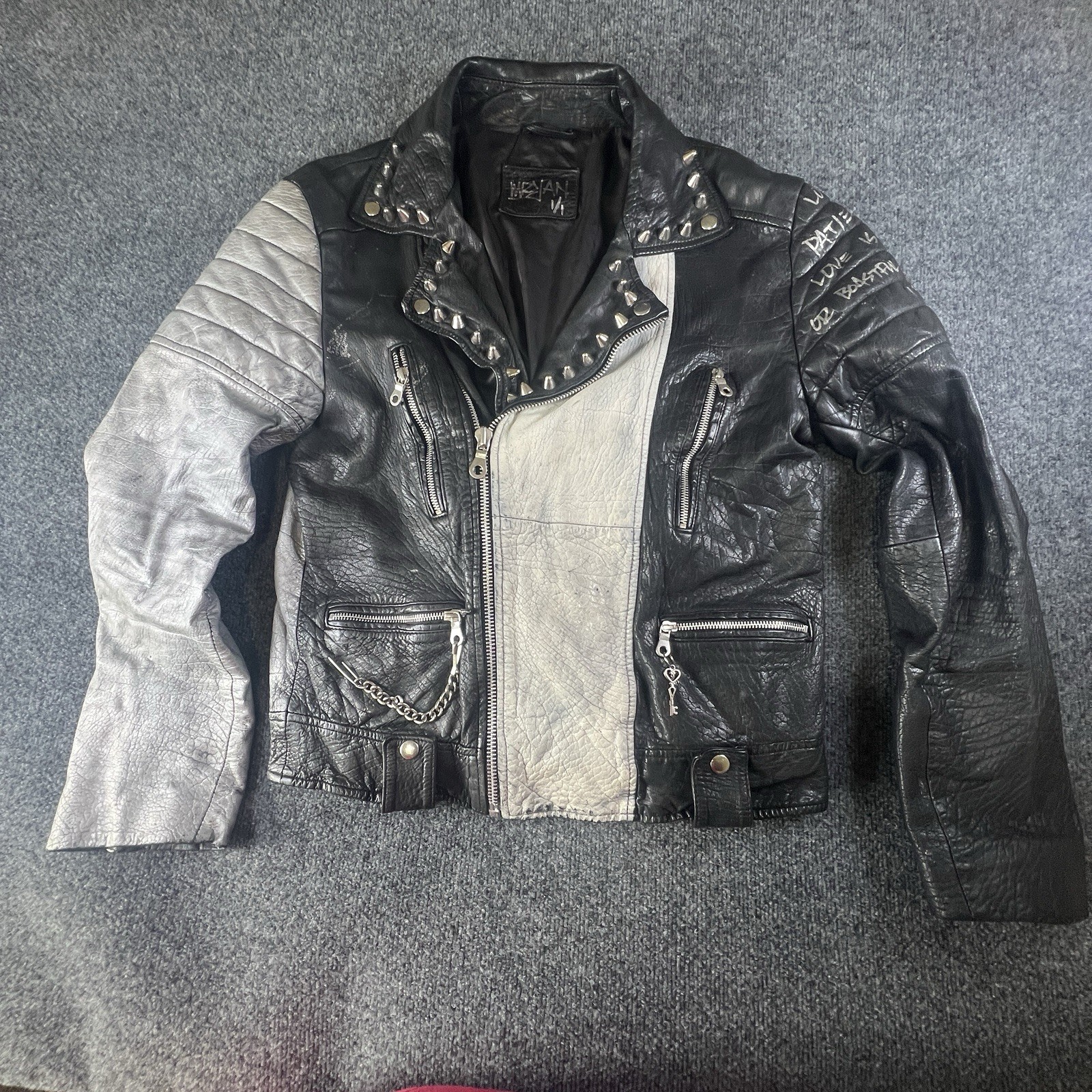 Mike Ryan 1/1 Custom Leather Moto Jacket Legendary Love Hand Painted Artwear - second product detail image
