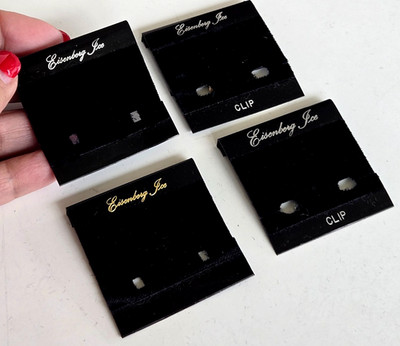4 Eisenberg Ice Clip Earring Jewelry Display Card Holder Black Plastic Velvet