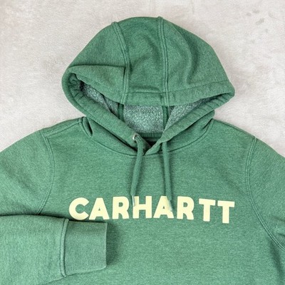 Carhartt Hoodie Womens S Green Relaxed Fit Logo Pullover