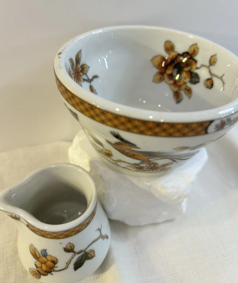 RARO Conjunto de Artigos de Restaurante Estilo Siracusa Faisão Oriental Laranja e Cinza - Imagem 3 de 4