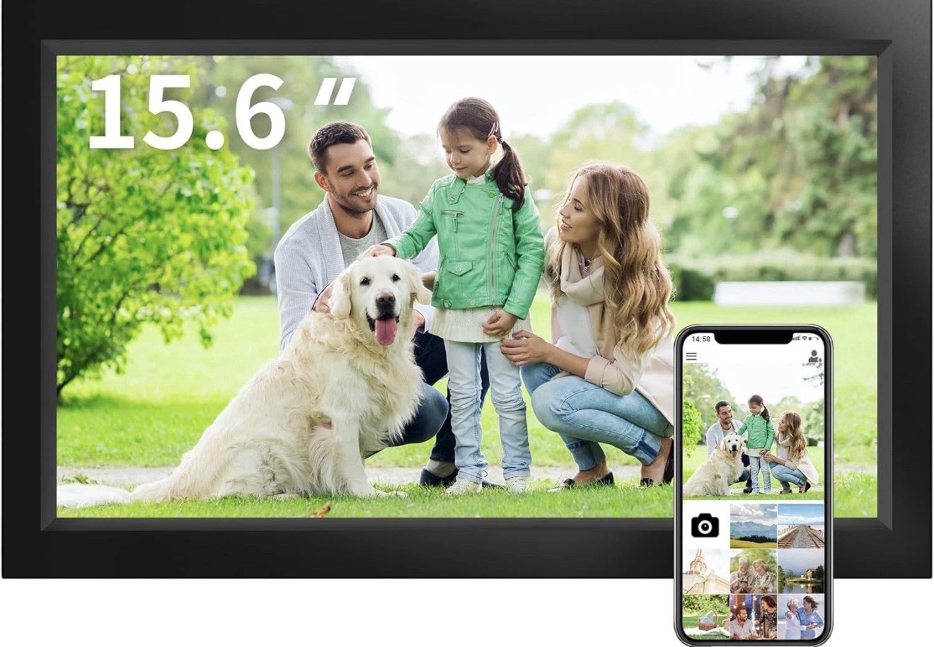 15.6” Large Digital Photo Frame WiFi Touch Screen Picture Display Gift