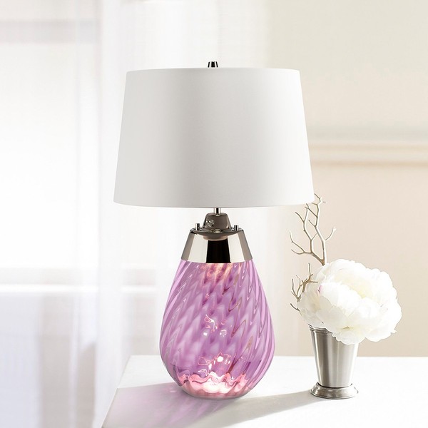 Weiß Rosa Glamour Moderne Tischlampe Nachtlampe 1X7W/Gu10+1X60W/E27-image