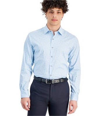 Alfani Mens Slim Fit Button Down Dress Shirt, blue, 15-15.5 Neck