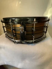 CUSTOM ANIMAL DRUMS 14" x 6 " EXOTIC MACASSAR  WOOD 10 LUG SNARE DRUM USA MADE
