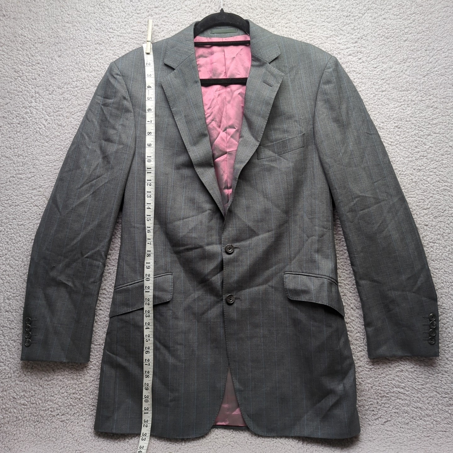 Giacca tuta Jasper Litman uomo media 20" grigio rosa blazer Savile fila 26" braccia