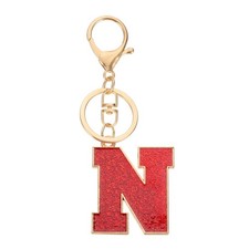 Initial Letter Keychain, A-Z Alphabet Keyring Letter N Metal Key Chain, Red