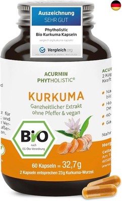 Stärkste Bio-Kurkuma-Kapseln | ca. 15.000 mg Kurkuma Pulver pro Tagesdosis | 