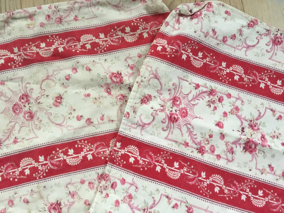 Tissu ancien housses de coussin de chaise fleurs roses shabby - Photo 4/4