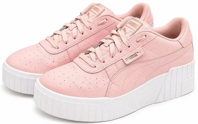 Puma Cali Wedge Women Size 10 White Pink Leather Platform Sneakers 373905 01