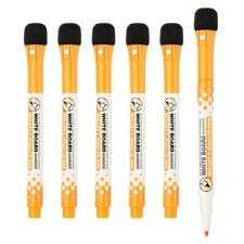 Magnetic Whiteboard Pen 1-2mm Fine Tip Dry Erase Orange Markers 6Pcs,