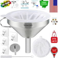 5 Inch Gold Stainless Steel Funnel and Fine Mesh Strainer for Effortless Pouring