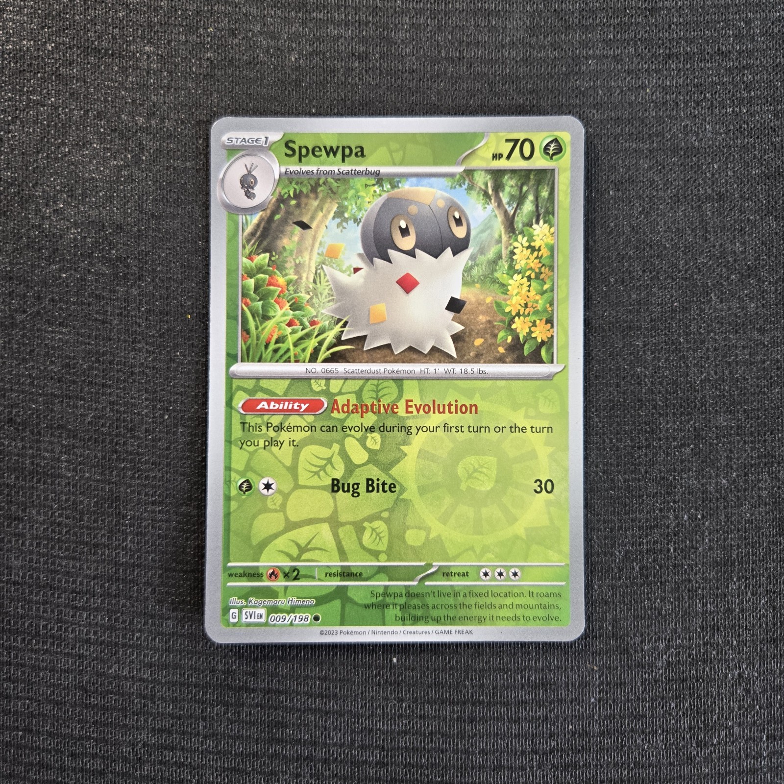 Pokemon TCG Scarlet & Violet Base Set Spewpa Reverse Holo Card 9/198