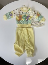 Vintage Yellow 2 Piece Sweatsuit Set by Childwise Animal Print Size 6-9 Months
