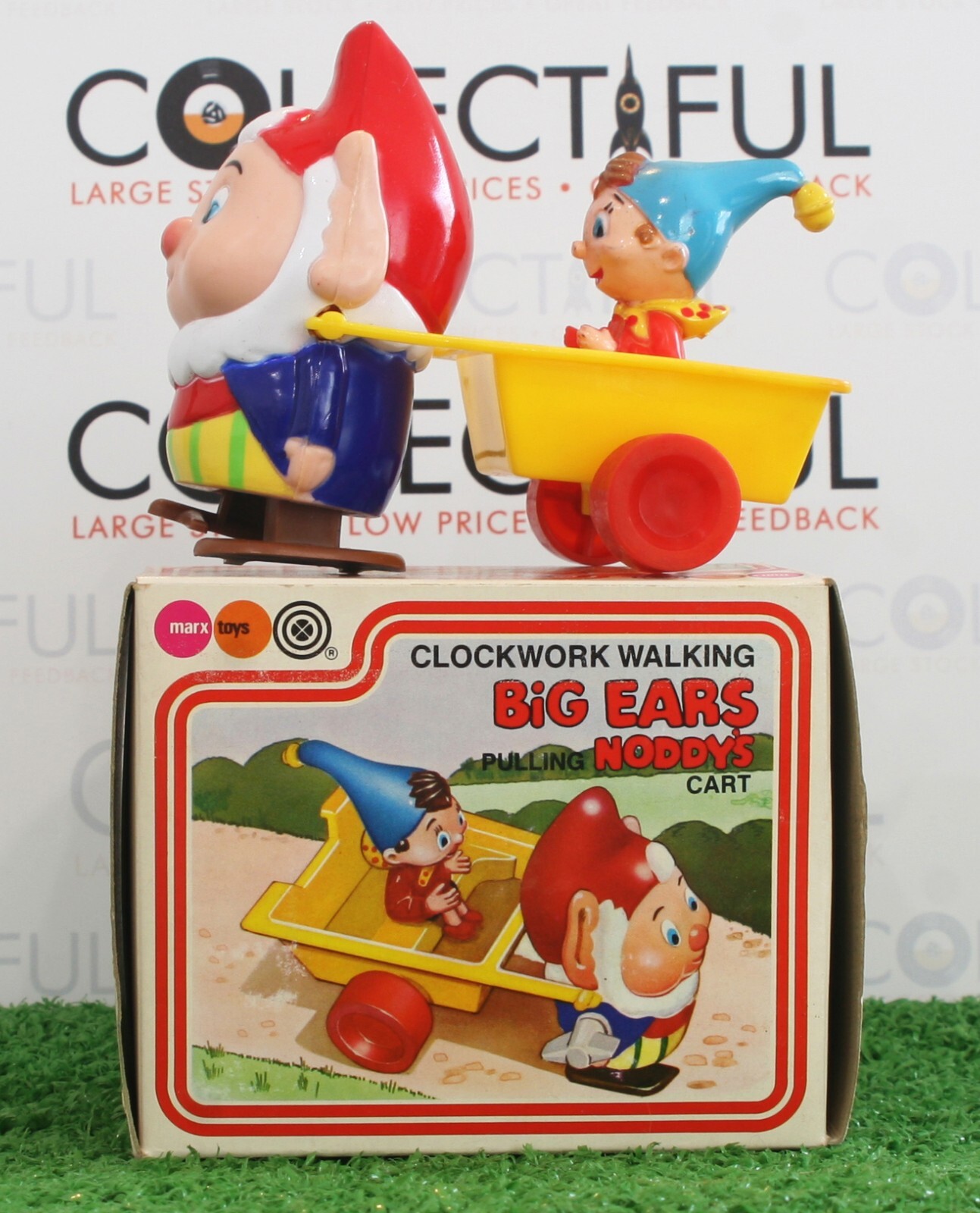 MARX - VINTAGE BIG EARS PULLING NODDY CART- WIND-UP PLASTIC *WORKS!* IN BOX🔥