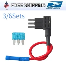 3/6Sets Car Fuse Tap Add a Circuit Adapter 12V Micro3 15A ATL Blade Fuse