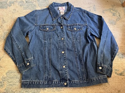 Quacker factory women's large jeweled jean jacket