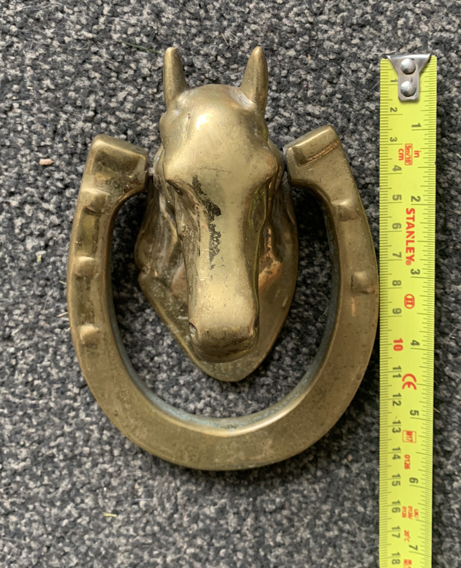 Brass Horse Shoe horse head Door Knocker eBay