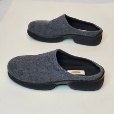 Talbots Shoes Slippers Rubber Bottom Womens 8.5 Gray Black Fabric Upper USED