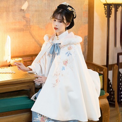 Three-piece winter hanfu women's winter warmth short cloak with velvet cloak