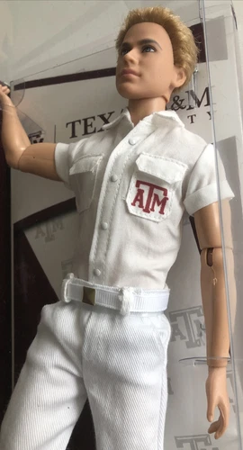 Texas A & M University Yell Leader Cheerleader Poseable Barbie Ken Doll