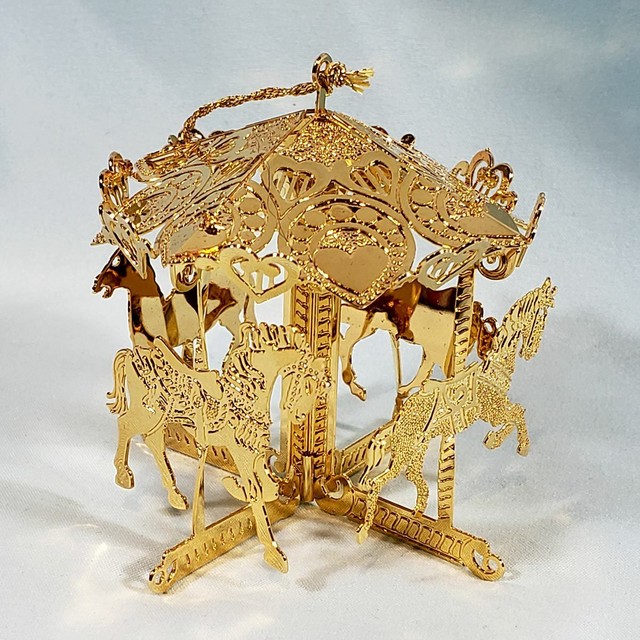 🎁 The Danbury Mint 1989 Annual Gold Christmas Ornament Carousel eBay