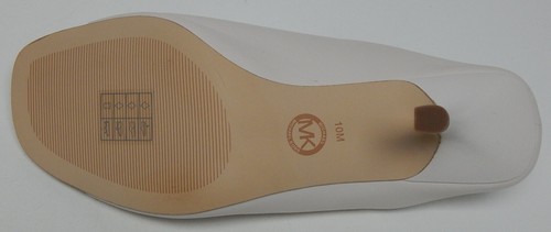 Michael Kors Renee Sz 10 M Women's Leather Dress Mule Slide Sandals Light Cream - Picture 10 of 12