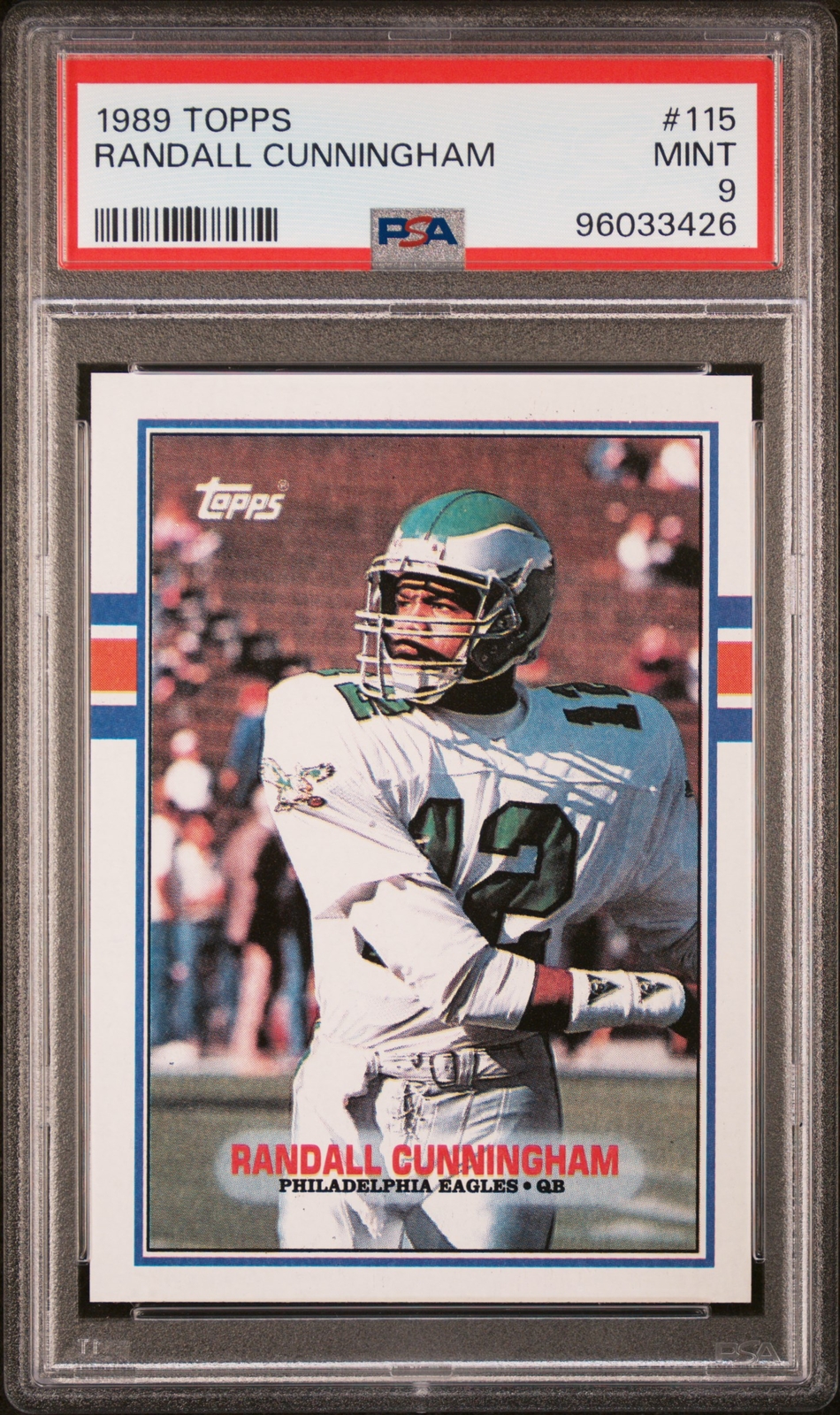 1989 TOPPS #115 RANDALL CUNNINGHAM PSA 9