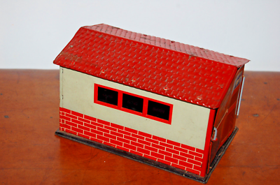 Garage à jouets Lehmann ancien en tôle avec berlines et voitures de galop - Canada