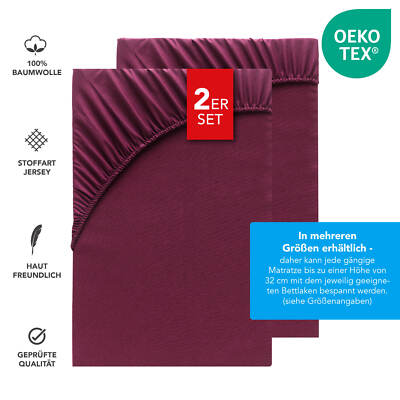 2er-Set Spannbettlaken Jersey 100% Baumwolle   Spannbetttuch 8 Größen 32 Farben