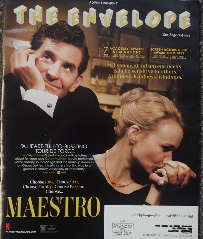 THE ENVELOPE Los Angeles Times February 15, 2024 Maestro Bradley Cooper Cover 