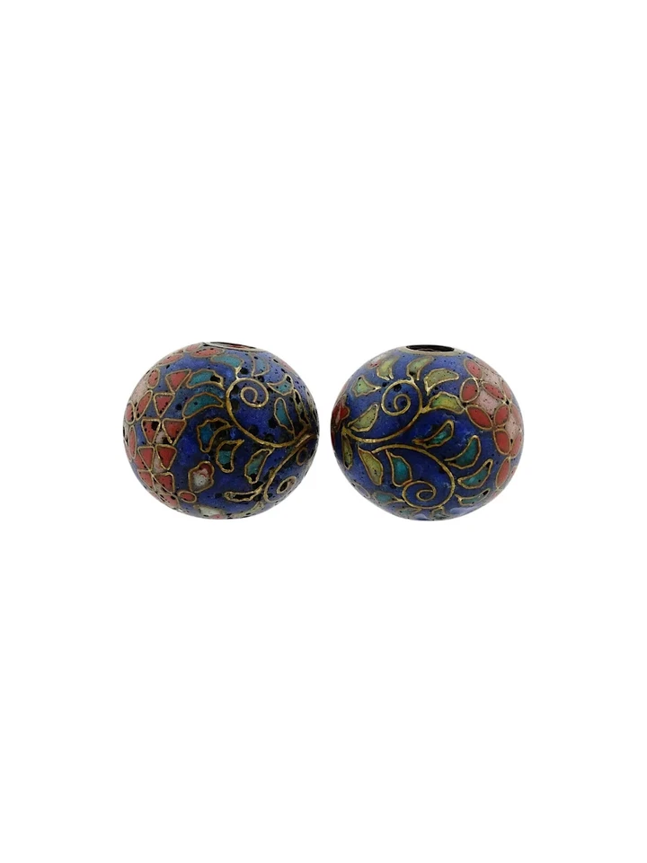 PAR DE CONTAS OJIME ESMALTADAS CLOISONNE JAPONESAS - Imagem 4 de 4