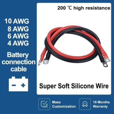 Battery Connection Cable Car Inverter Kit 10-4 AWG Lug Soft Silicone Wire Lot