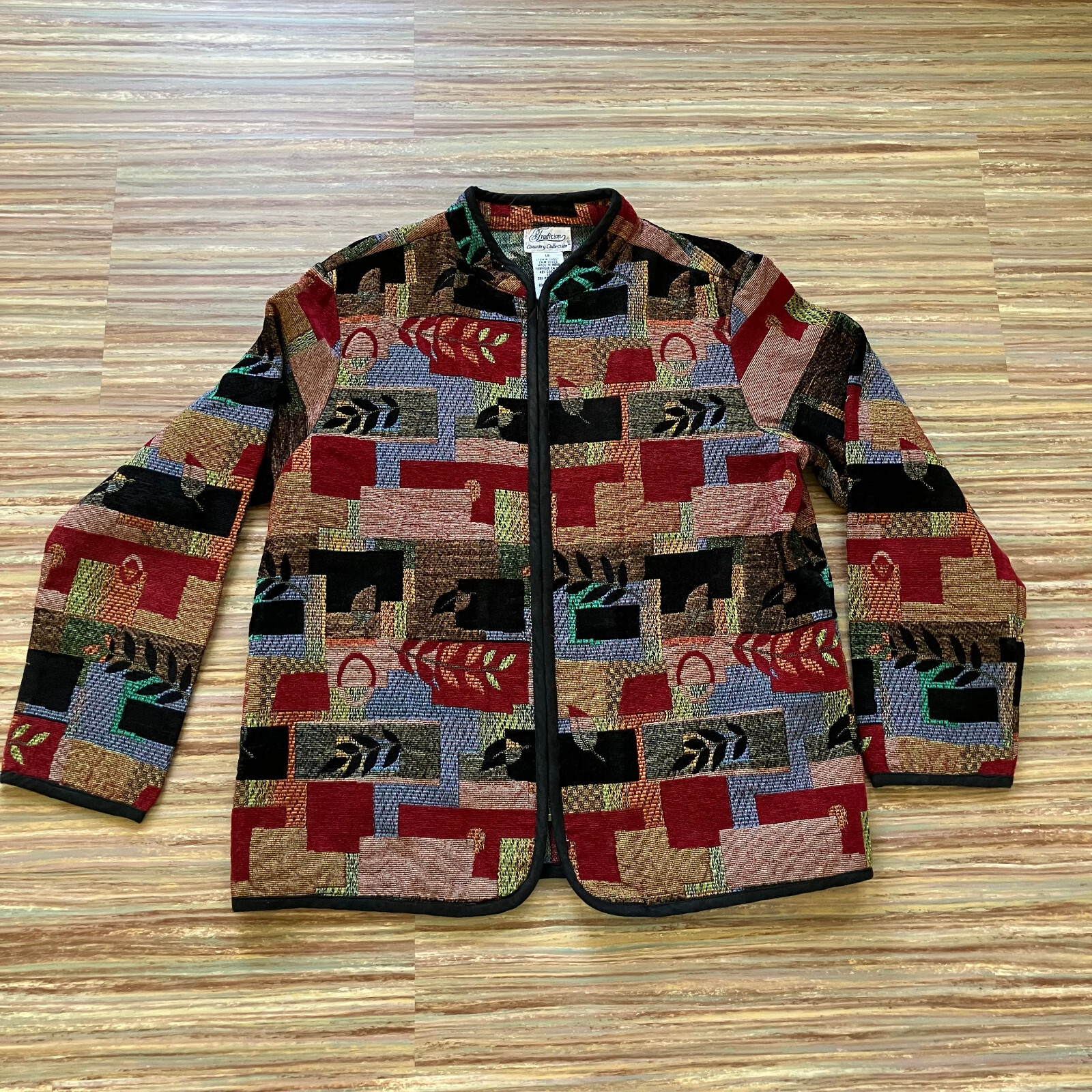 Textured Chenille Patchwork Tapestry Jacket Tradi… - image 2