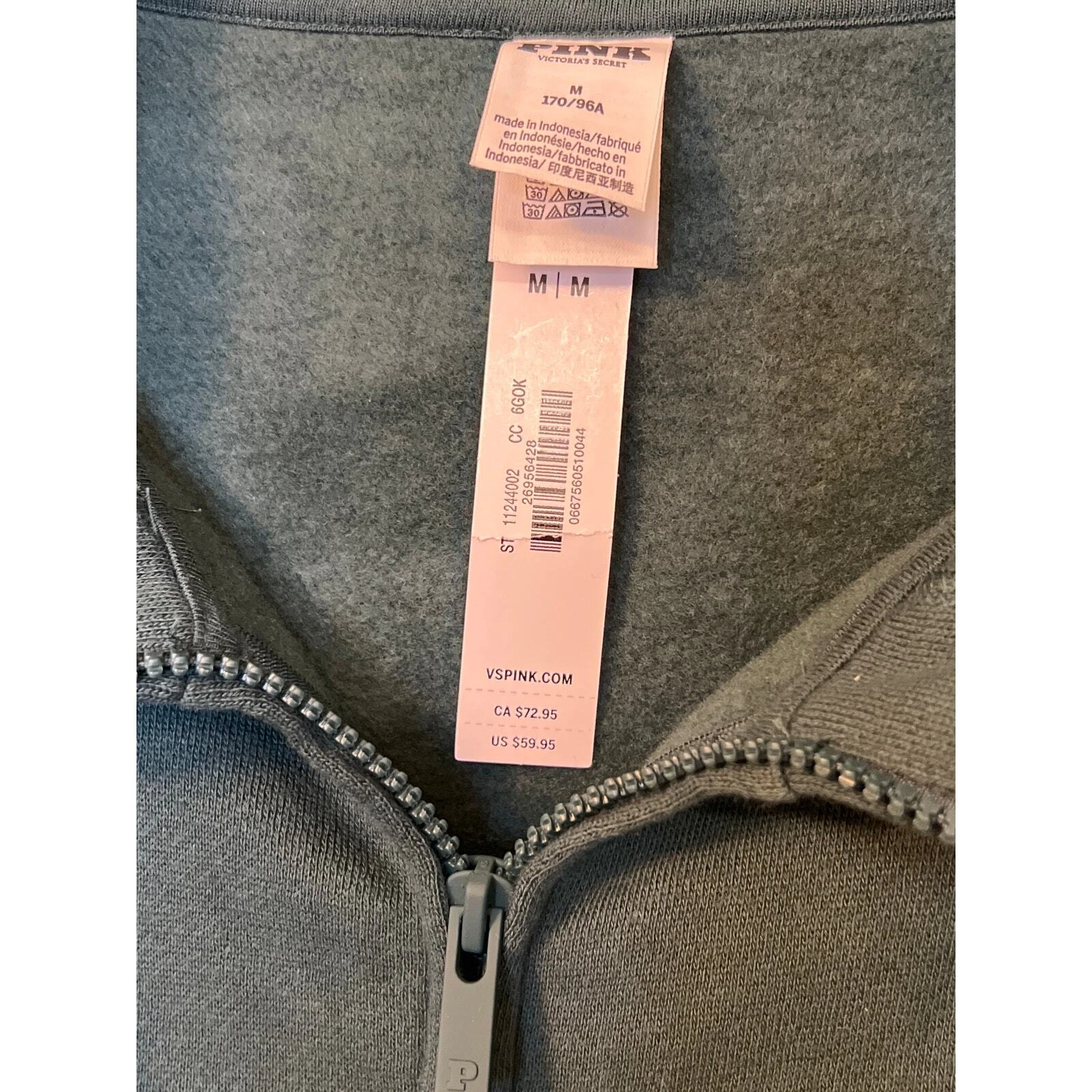 UNDERCOVER Felpa con cappuccio verde ricamata Victorias Secret ROSA Love Aspen taglia M