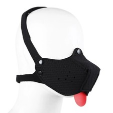 BDSM Maske Hunde Schnauze schwarz mit Zunge - Dog Maske