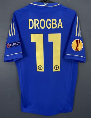 MEN FC CHELSEA 2012/2013 DIDIER DROGBA UEFA SOCCER FOOTBALL SHIRT