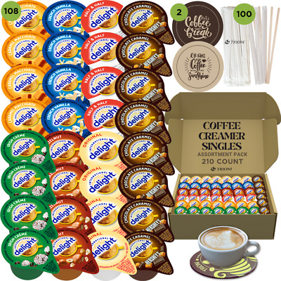 International Delight Coffee Creamer Singles, Coasters & Stirrers - 210 total ct
