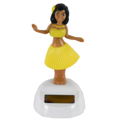 Solar Powered Dancing Decoration Dashboard Hawaiian Hula Girl Office Home Yellow