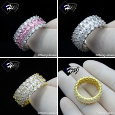 925 STERLING SILVER ICY CUBIC ZIRCONIA 10MM GOLD PLATED/SILVER WEDDING RING 154