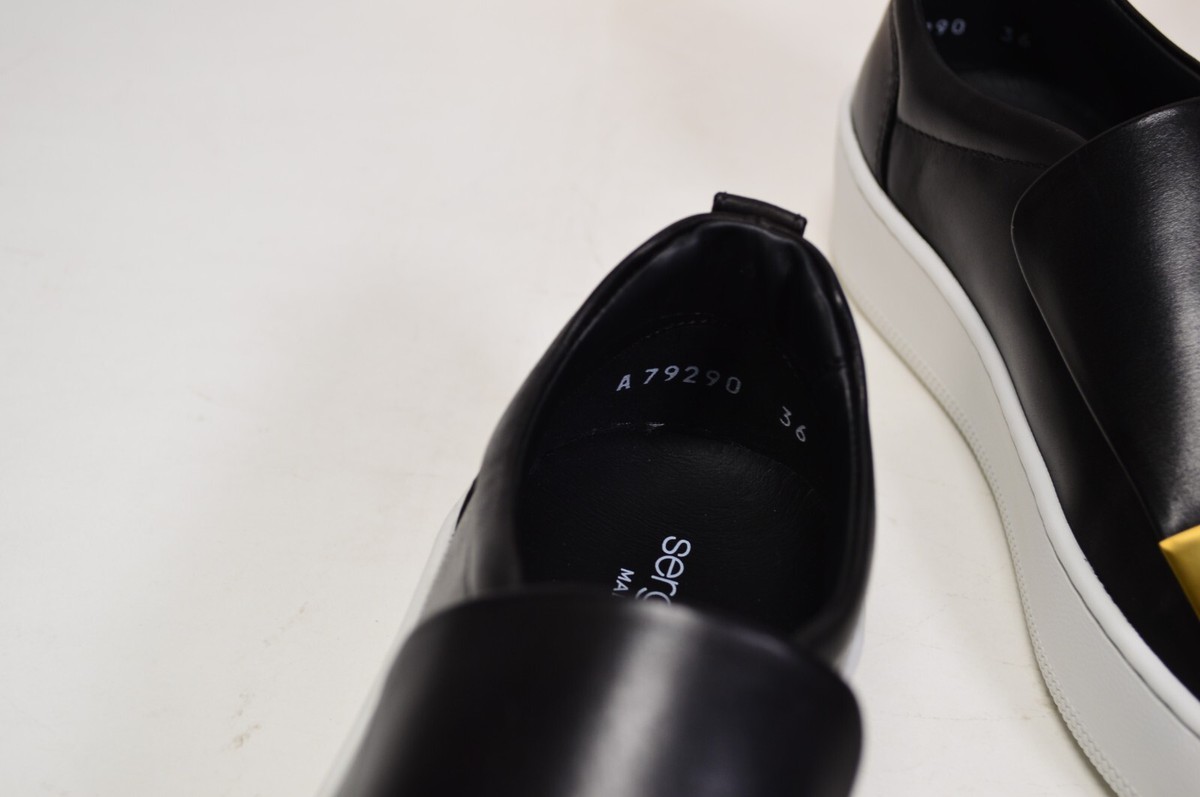 NEW Sergio Rossi Black Leather Sneakers SR1 Addict Size 36EU US 6
