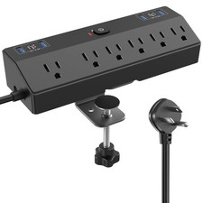 Desk Clamp Power Strip with 40W Fast Charging Station, JXGUCAT Removable Desk...