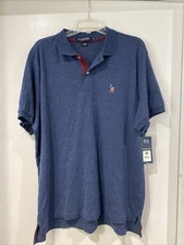 NWT US Polo Assn. Men's XL Blue Polo Shirt Luxury Feel, Short Sleeve, Collared
